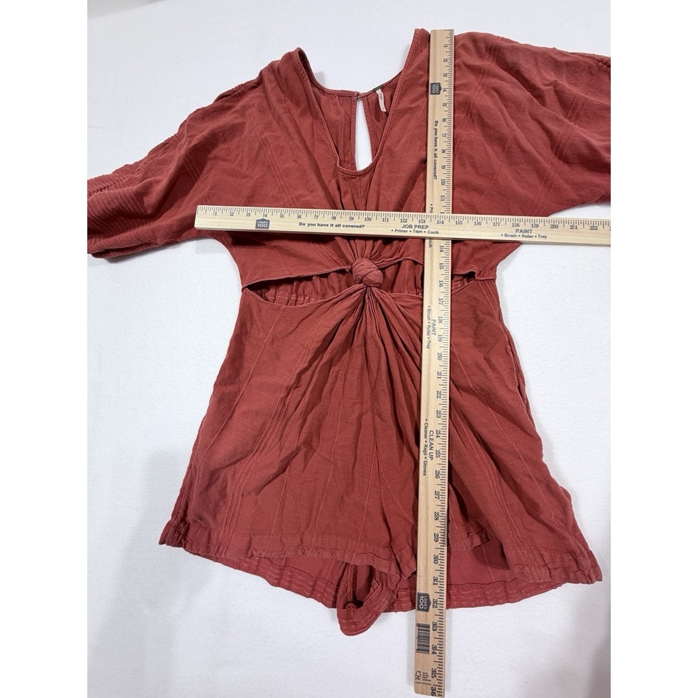 Free People Knotty But Nice Romper In Coral Size Medium - Picture 5 of 8